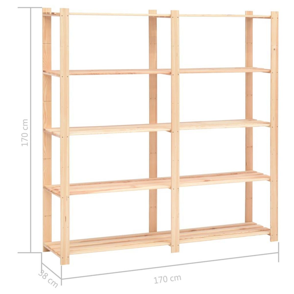 VIDAXL Etagere de stockage 5 niveaux 170x38x170 cm Pin solide 500 kg