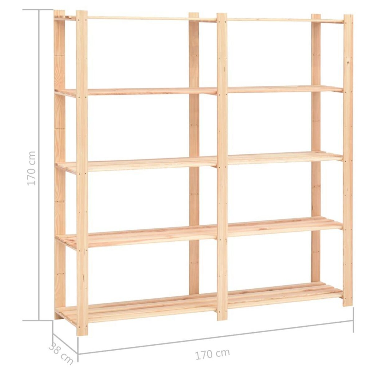 VIDAXL Etagere de stockage 5 niveaux 170x38x170 cm Pin solide 500 kg