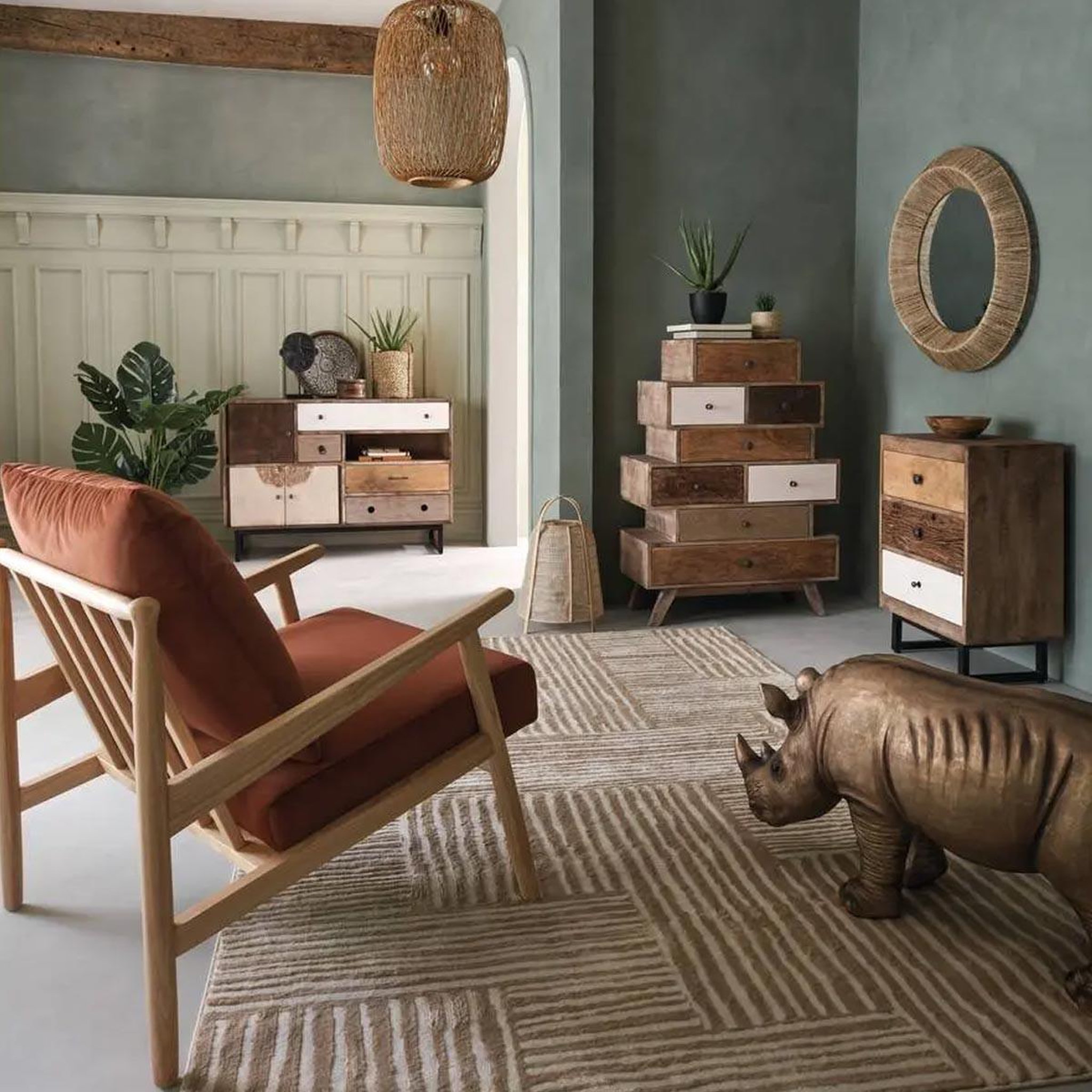 Voir la diapositive 3 : ATMOSPHERA Rhinocéros décoration extérieur mgo - doré