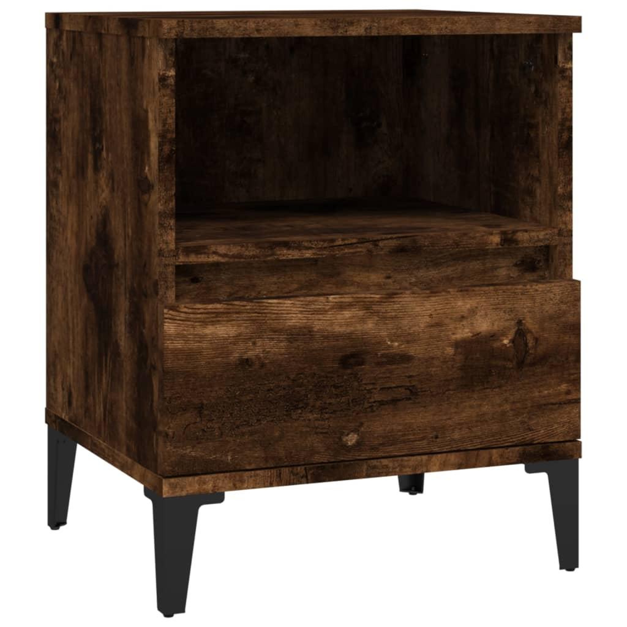 Voir la diapositive 2 : VIDAXL Table de chevet Chene fume 40x35x50 cm