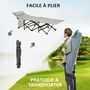 Voir la diapositive 5 : OUTSUNNY Lit de camp lit d'appoint pliable - pochette rangement, tétière, sac de transport, matelas inclus métal Oxford gris
