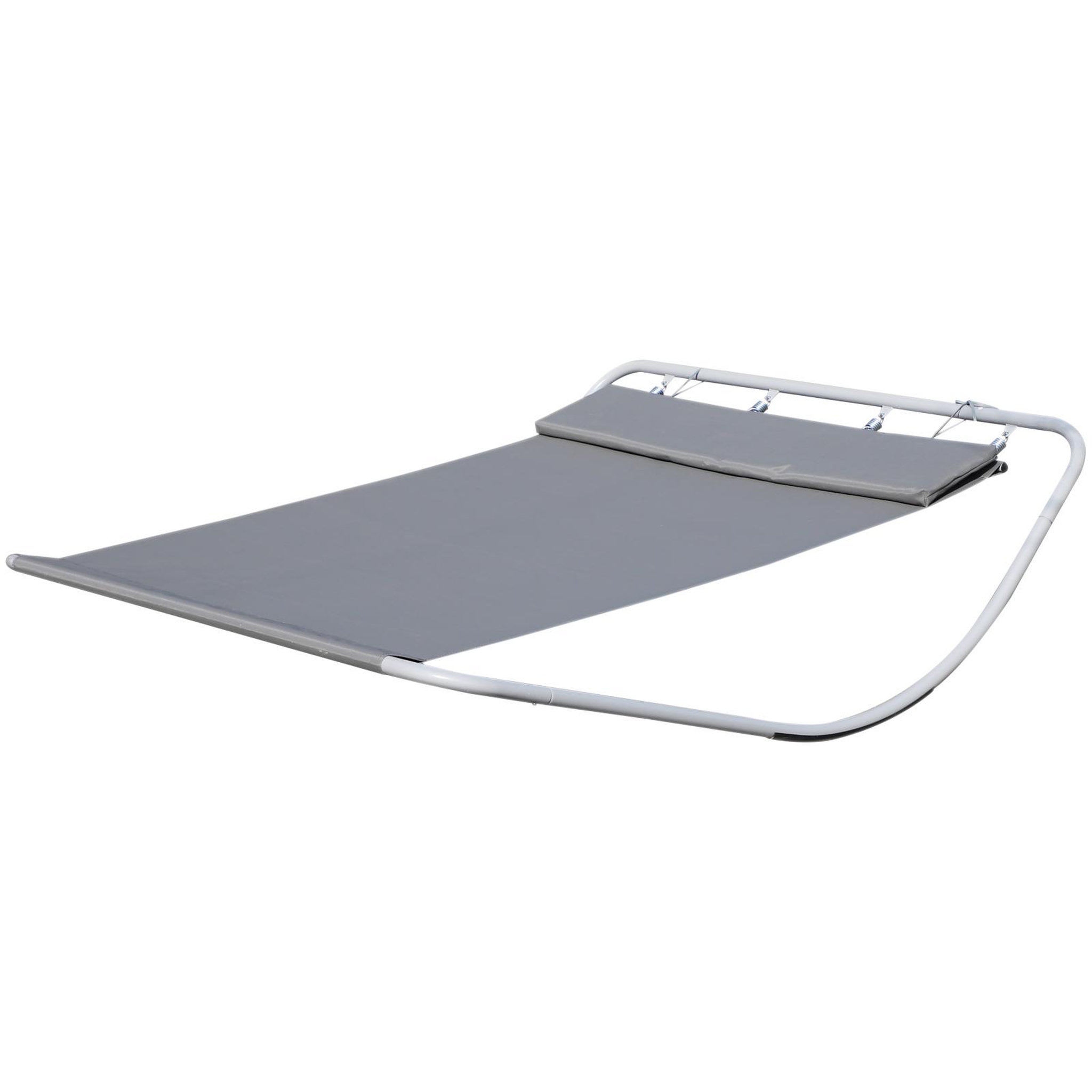 Voir la diapositive 1 : HOMCOM Bain de soleil transat de jardin bascule 2 personnes hamac 2,12 x 1,75 x 0,6 m gris
