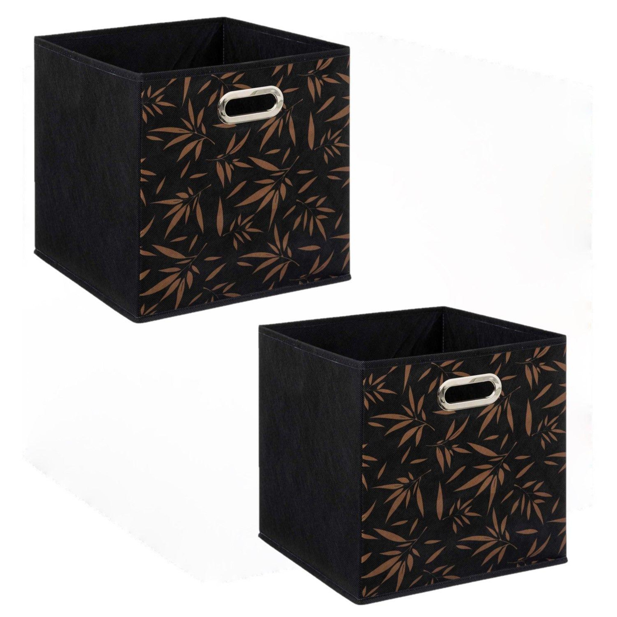 TOILINUX Lot de 2 boites de rangement en tissu casual - 31x31x31cm - noir