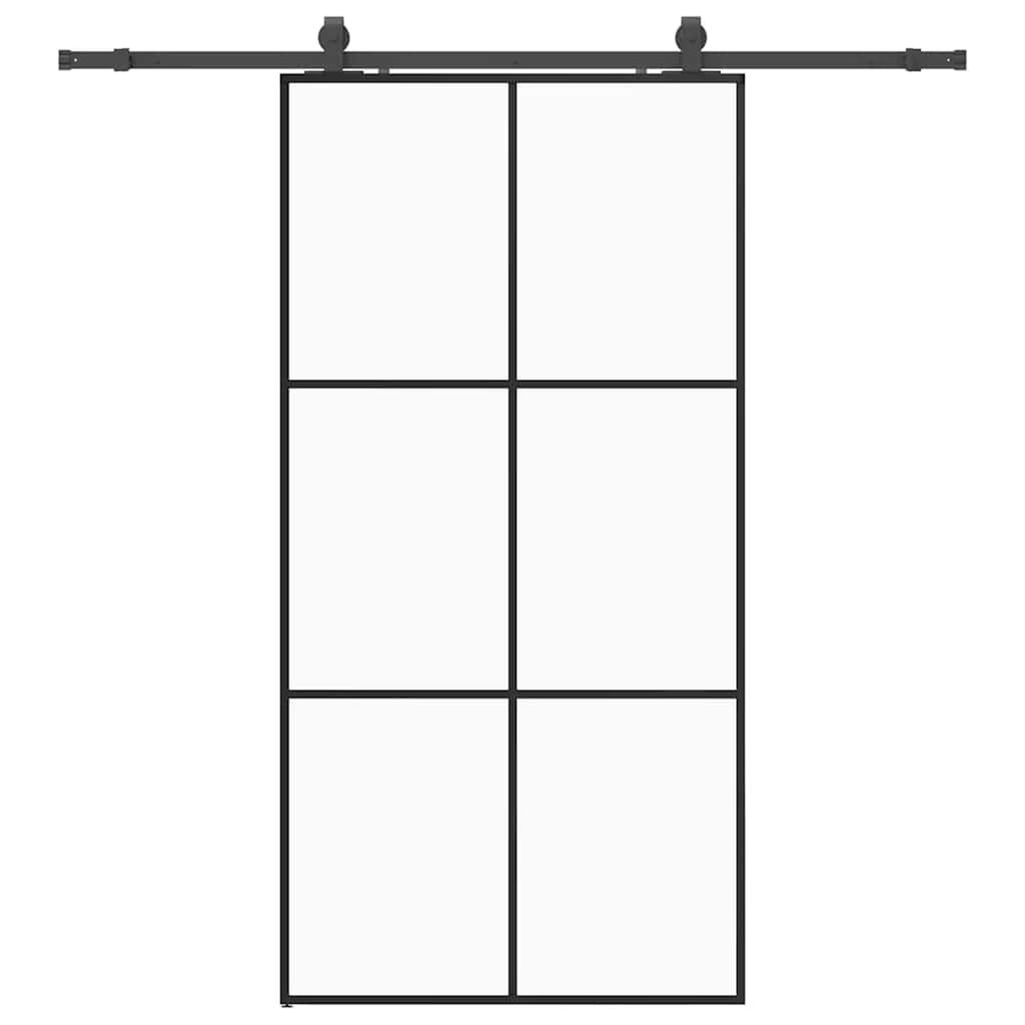 Voir la diapositive 2 : VIDAXL Porte coulissante kit de quincaillerie noir 102x205cm verre ESG