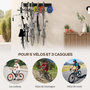 Voir la diapositive 4 : HOMCOM Support mural pour vélos, porte-vélos mural rangement pour 5 vélos et 3 casques, crochets de rangement réglables, porte-vélos, 121,5 x 10 cm noir