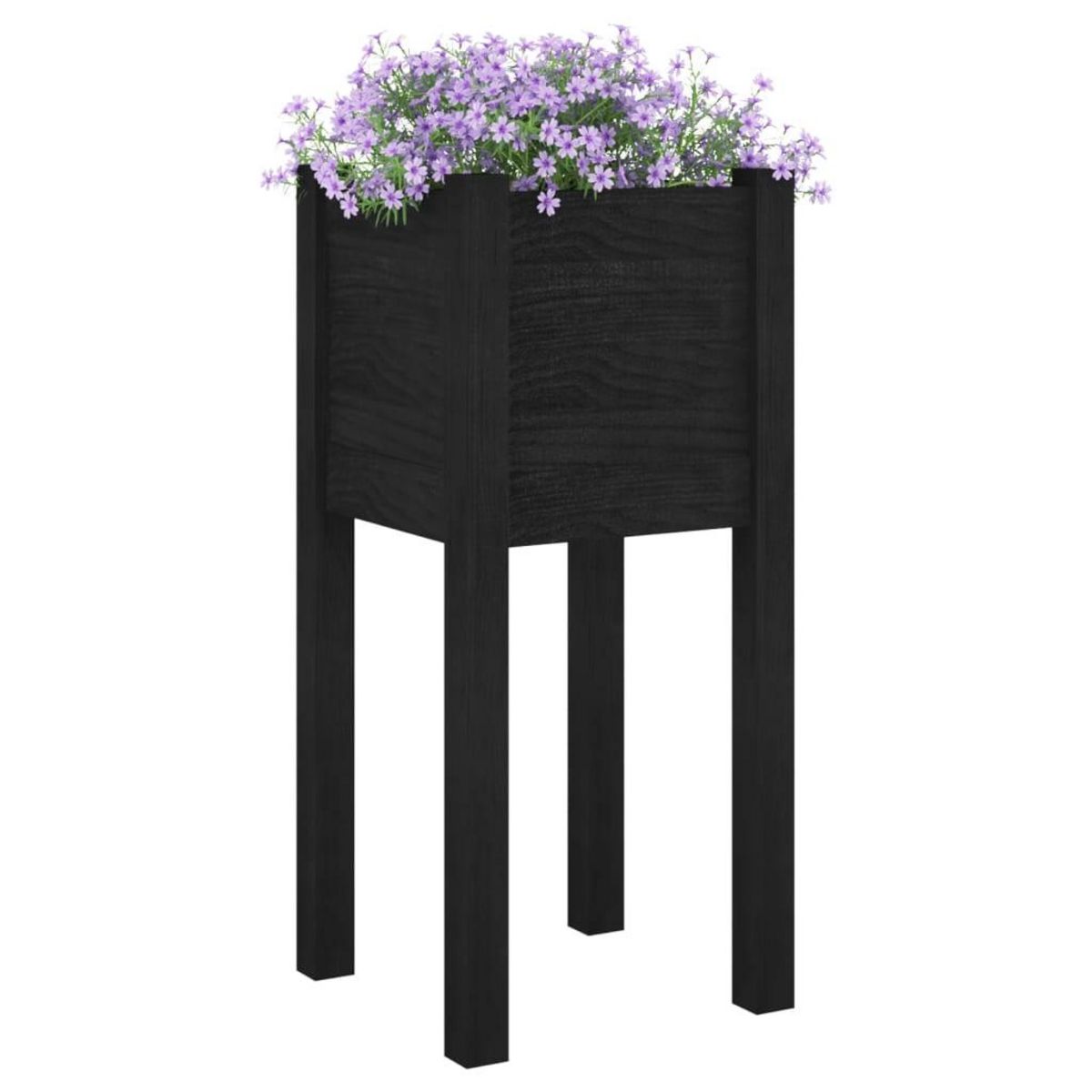 VIDAXL Jardinieres d'exterieur 2 pcs Noir 31x31x70 cm Bois de pin
