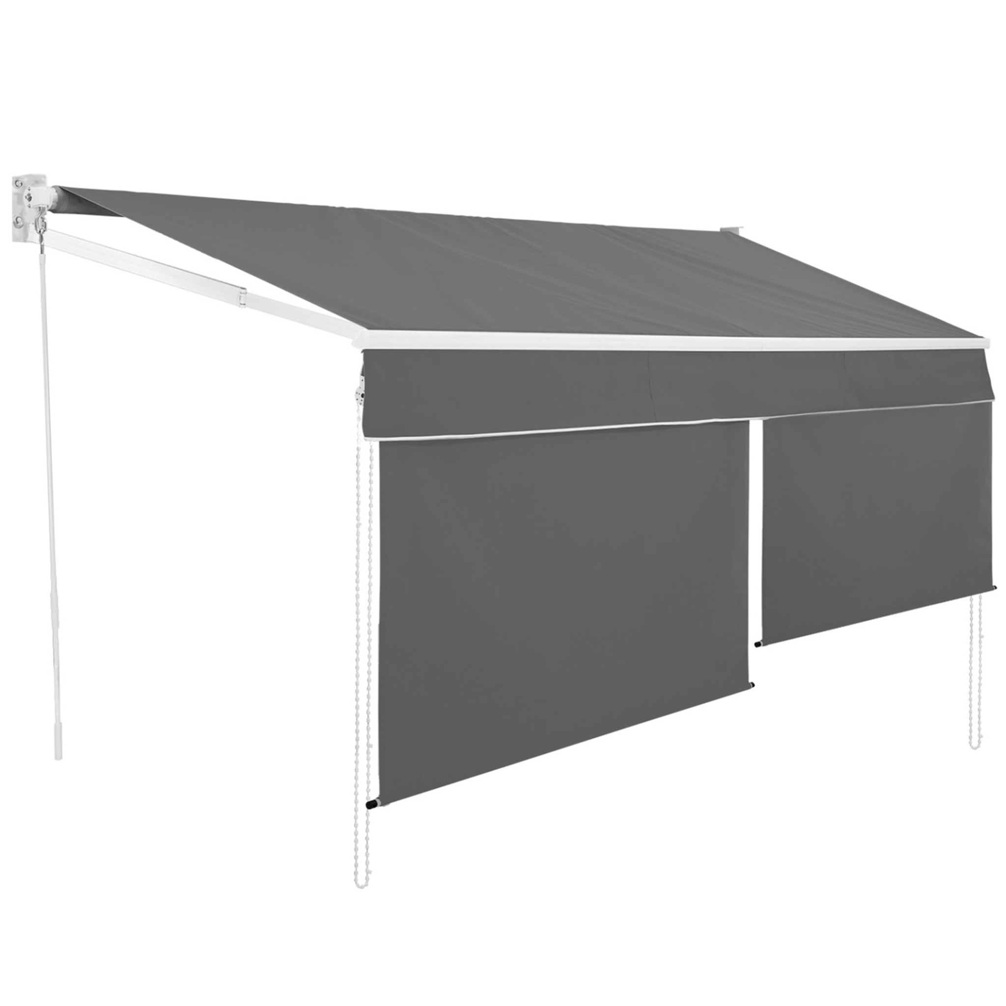 ID MARKET Store banne manuel 4x3 m gris anthracite lambrequin h.1,50 m