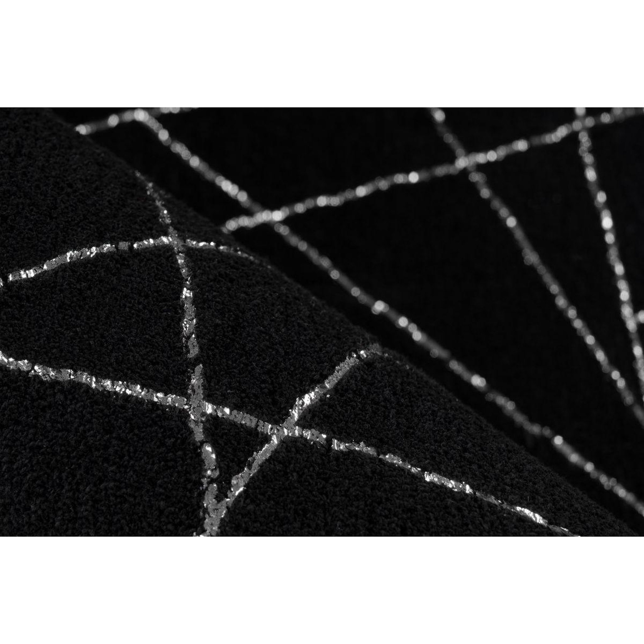 Voir la diapositive 3 : Paris Prix Tapis Géométrique à Poils Longs  Bijou  Noir & Argent