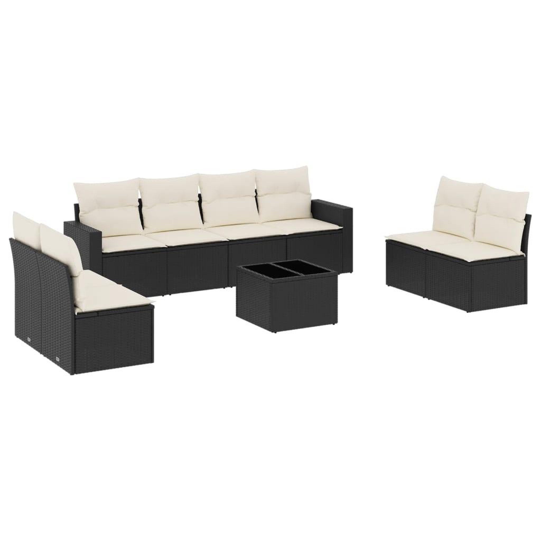 Voir la diapositive 2 : VIDAXL Salon de jardin 9 pcs avec coussins noir resine tressee