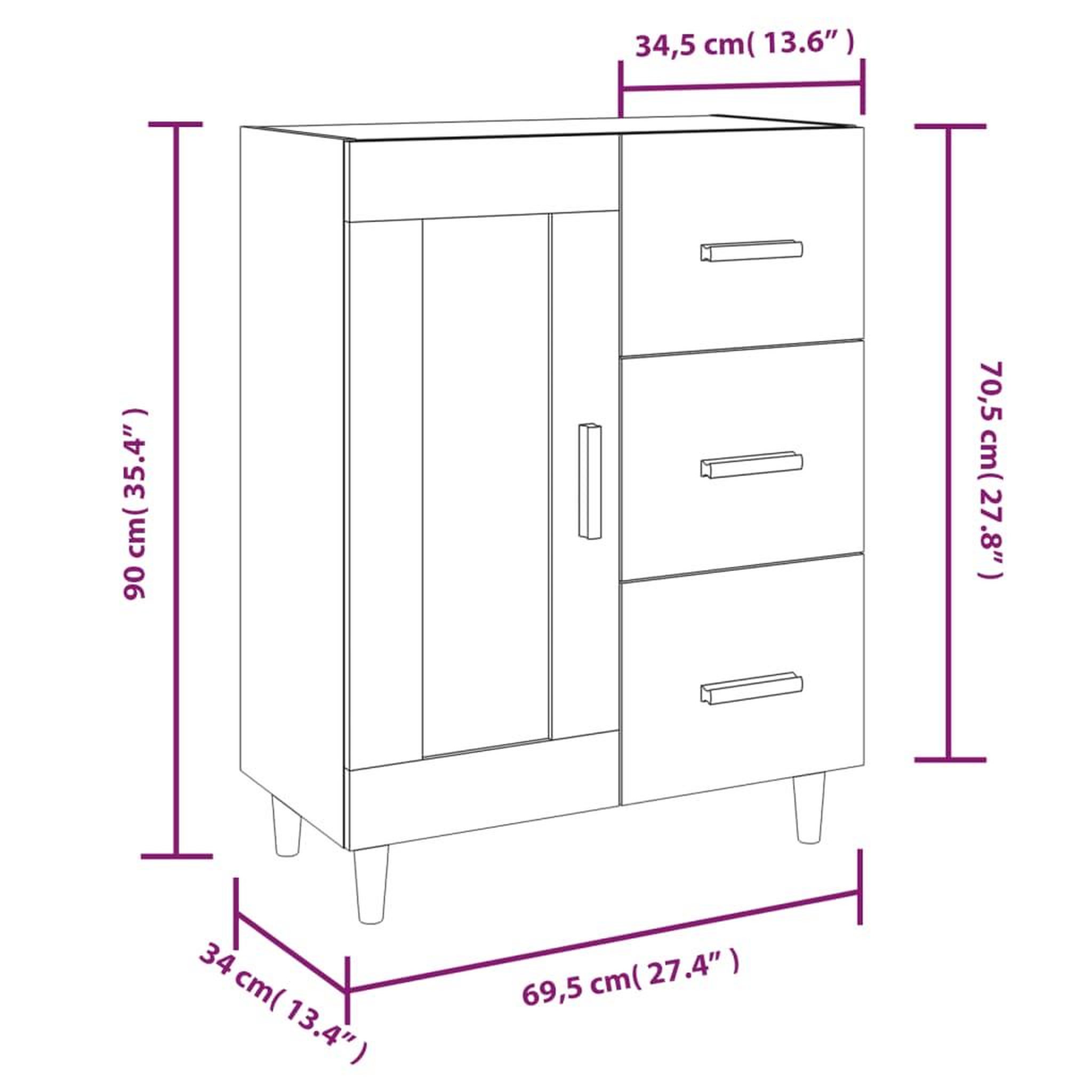 Voir la diapositive 6 : VIDAXL Buffet Chene marron 69,5x34x90 cm Bois d'ingenierie