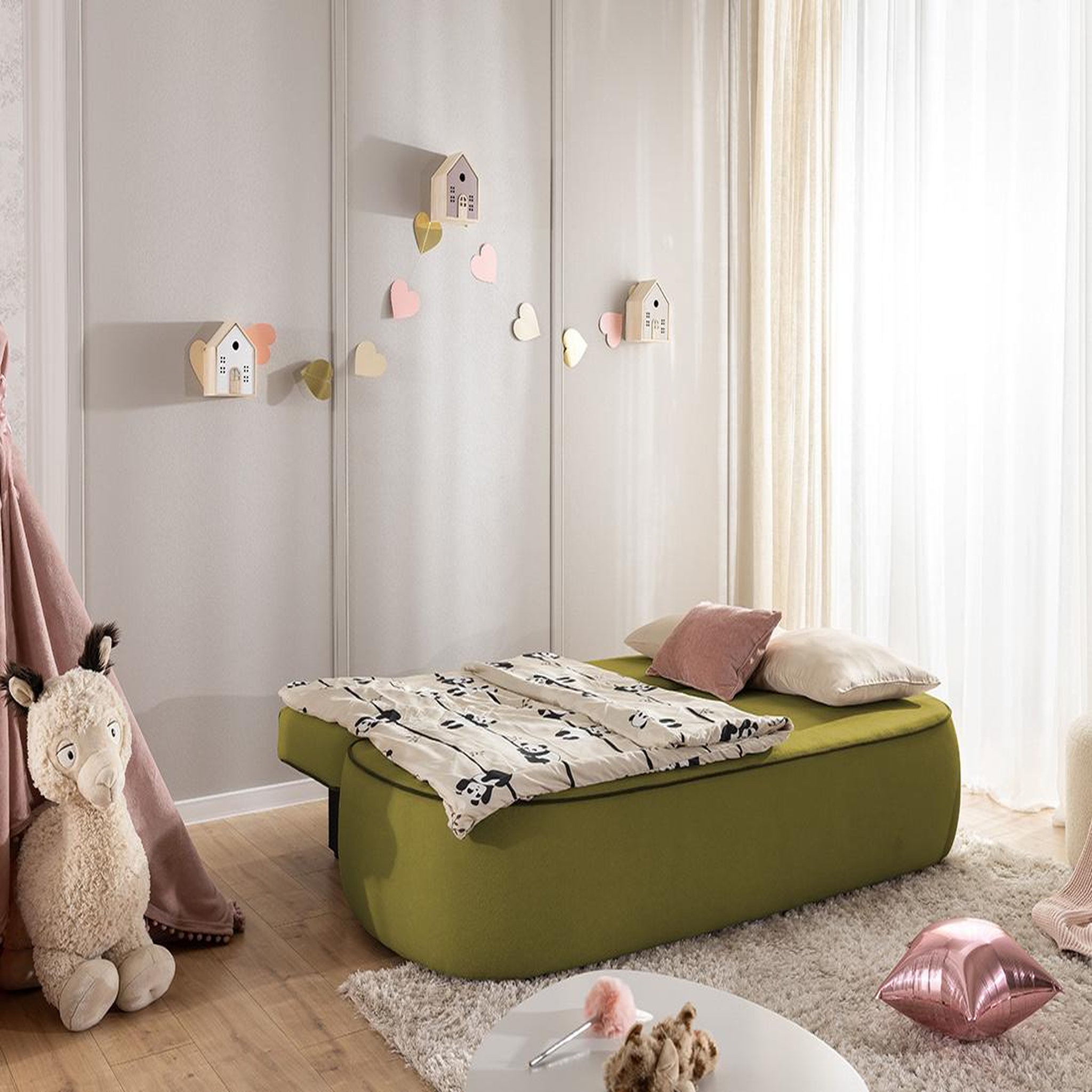 Voir la diapositive 3 : BEST MOBILIER Laurine - canapé droit 3 places convertible avec coffre en velours