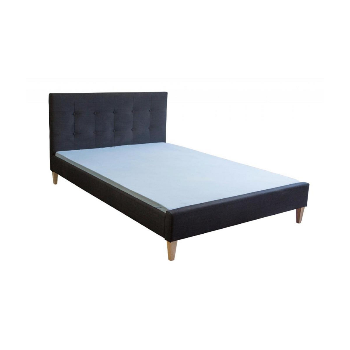 HomeStyle4U Lit double rembourré en tissu noir 140 x 200 cm - Élégance et confort pour votre chambre