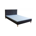 HomeStyle4U Lit double rembourré en tissu noir 140 x 200 cm - Élégance et confort pour votre chambre