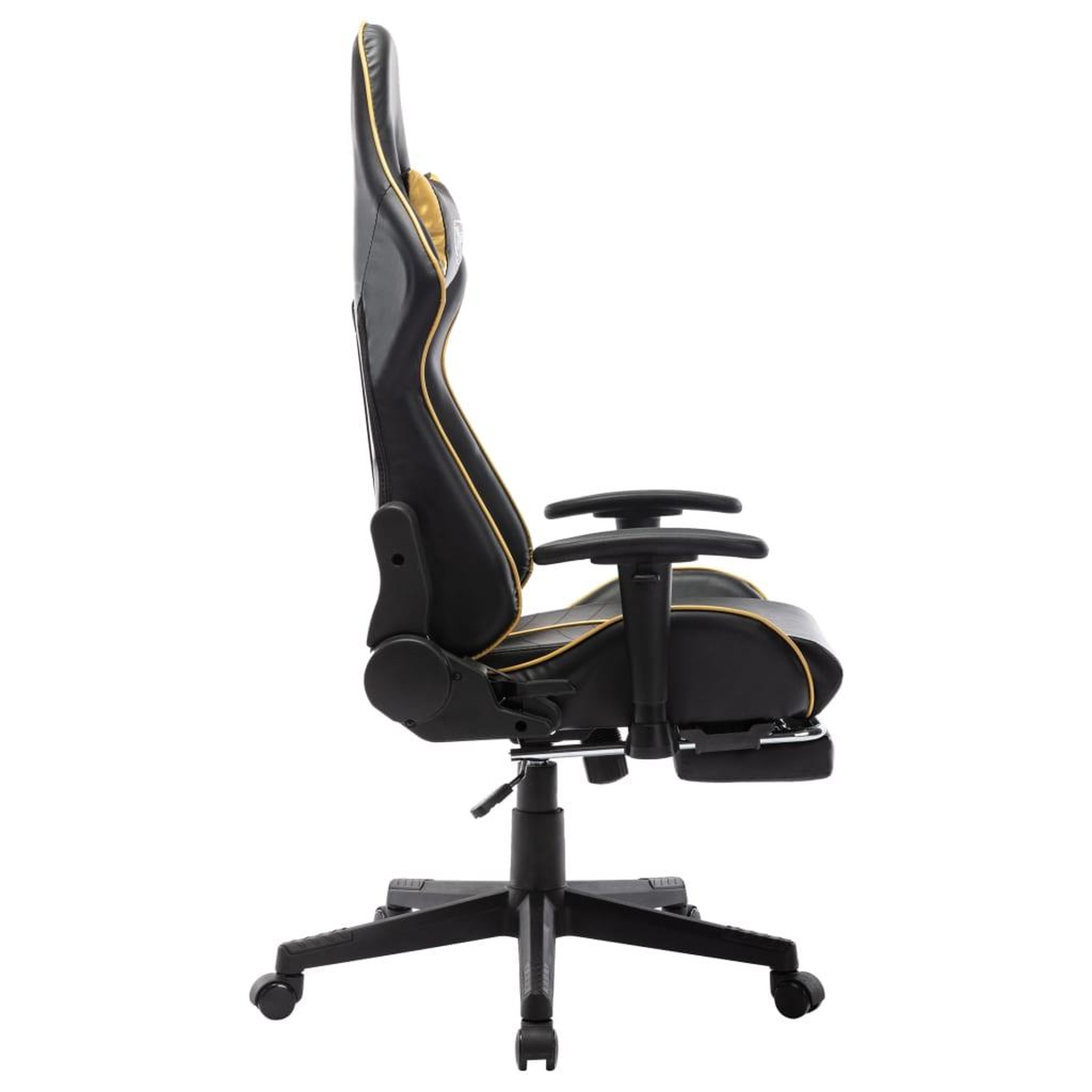 Voir la diapositive 3 : VIDAXL Chaise de jeu avec repose-pied Noir et dore Cuir artificiel