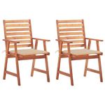 VIDAXL Chaises a manger d'exterieur lot de 2 et coussins Acacia massif