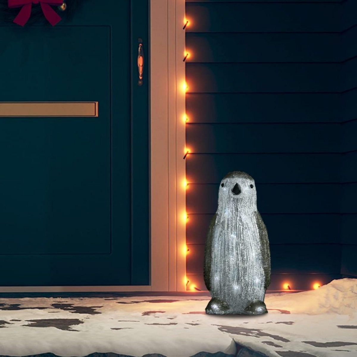 VIDAXL Silhouette de pingouin de Noël LED Acrylique 30 cm