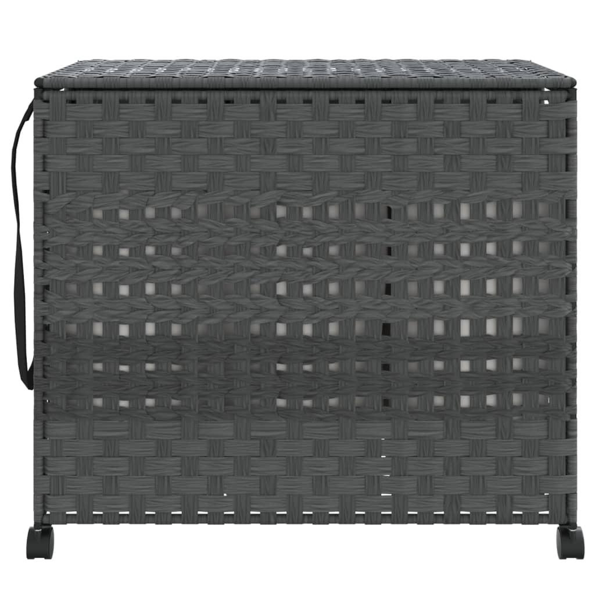 Voir la diapositive 3 : VIDAXL Panier a linge avec roulettes gris 66x35x60 cm resine tressee