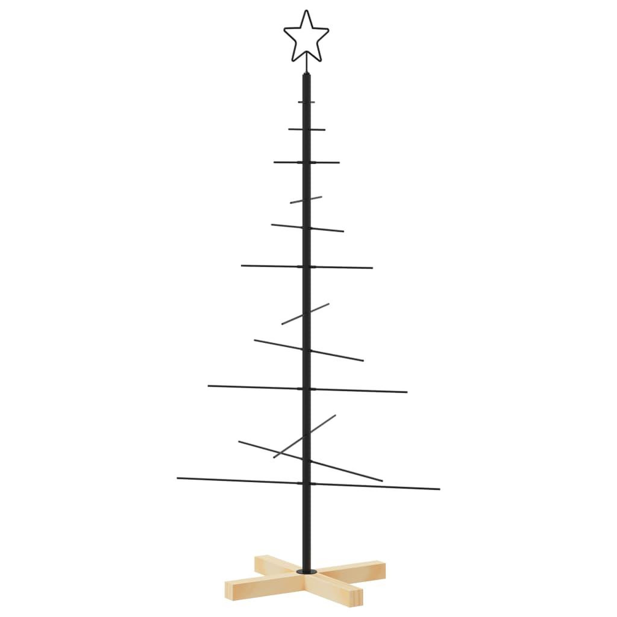 Voir la diapositive 2 : VIDAXL Arbre de Noël en metal avec base en bois noir 120 cm