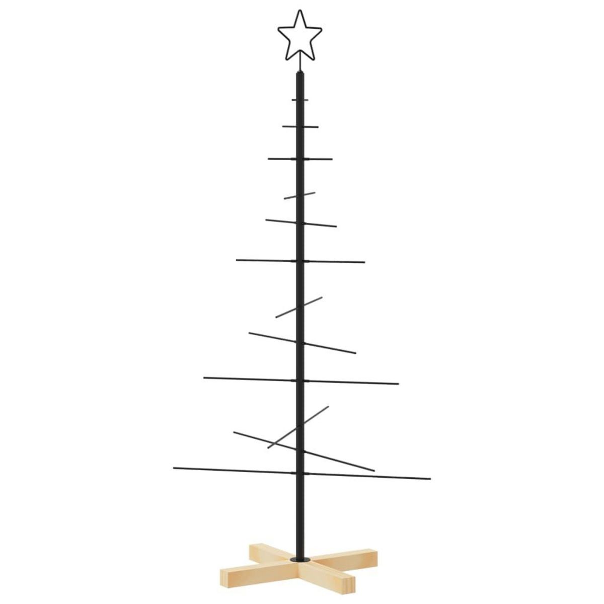 VIDAXL Arbre de Noël en metal avec base en bois noir 120 cm