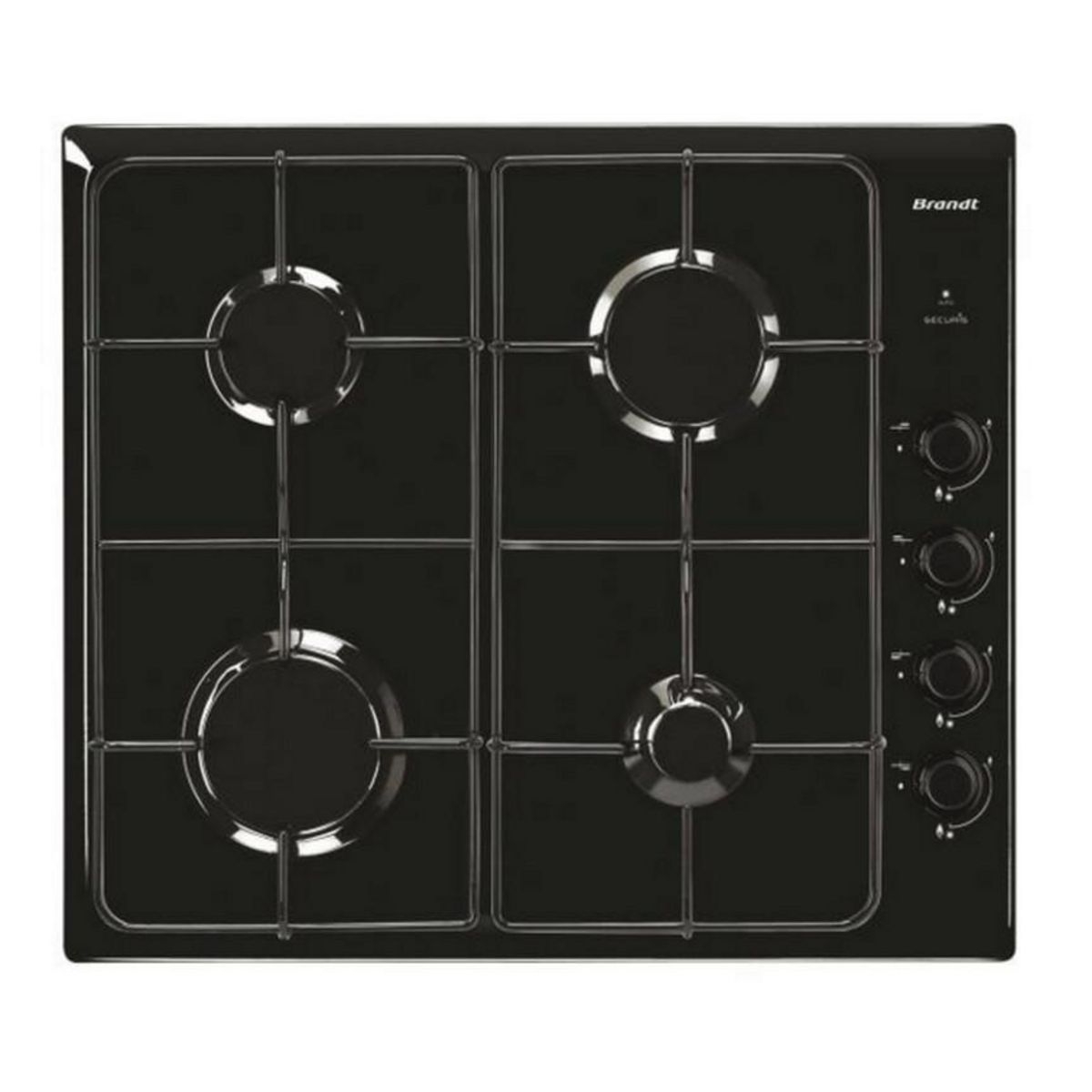 BRANDT Table de cuisson à gaz 60cm 4 feux - bpe6410b