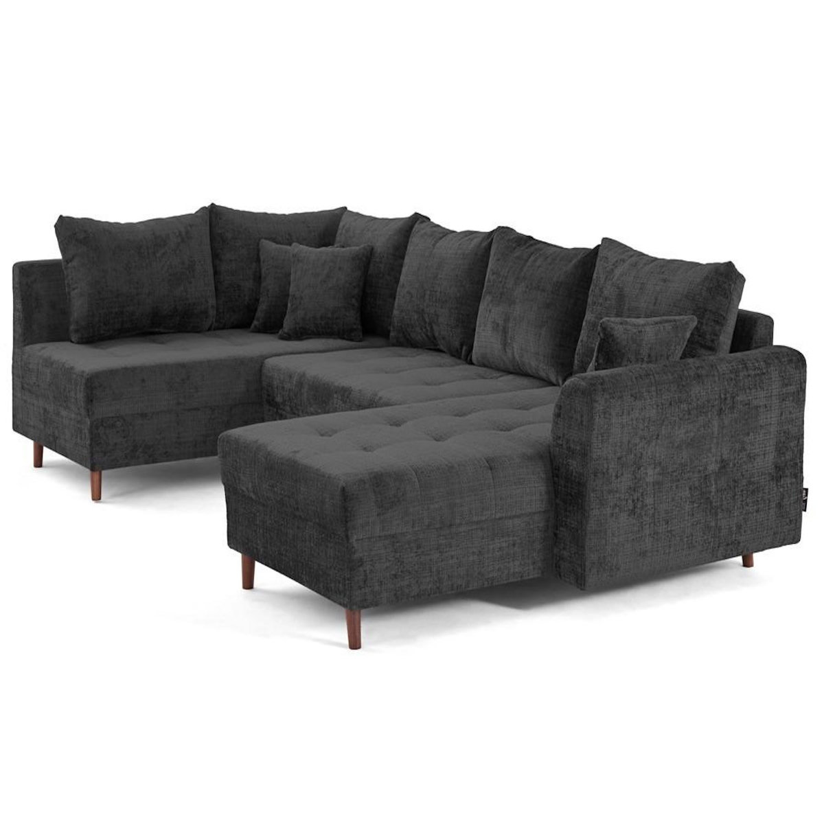 LISA DESIGN Rune - canapé panoramique d'angle gauche 7 places en velours texturé