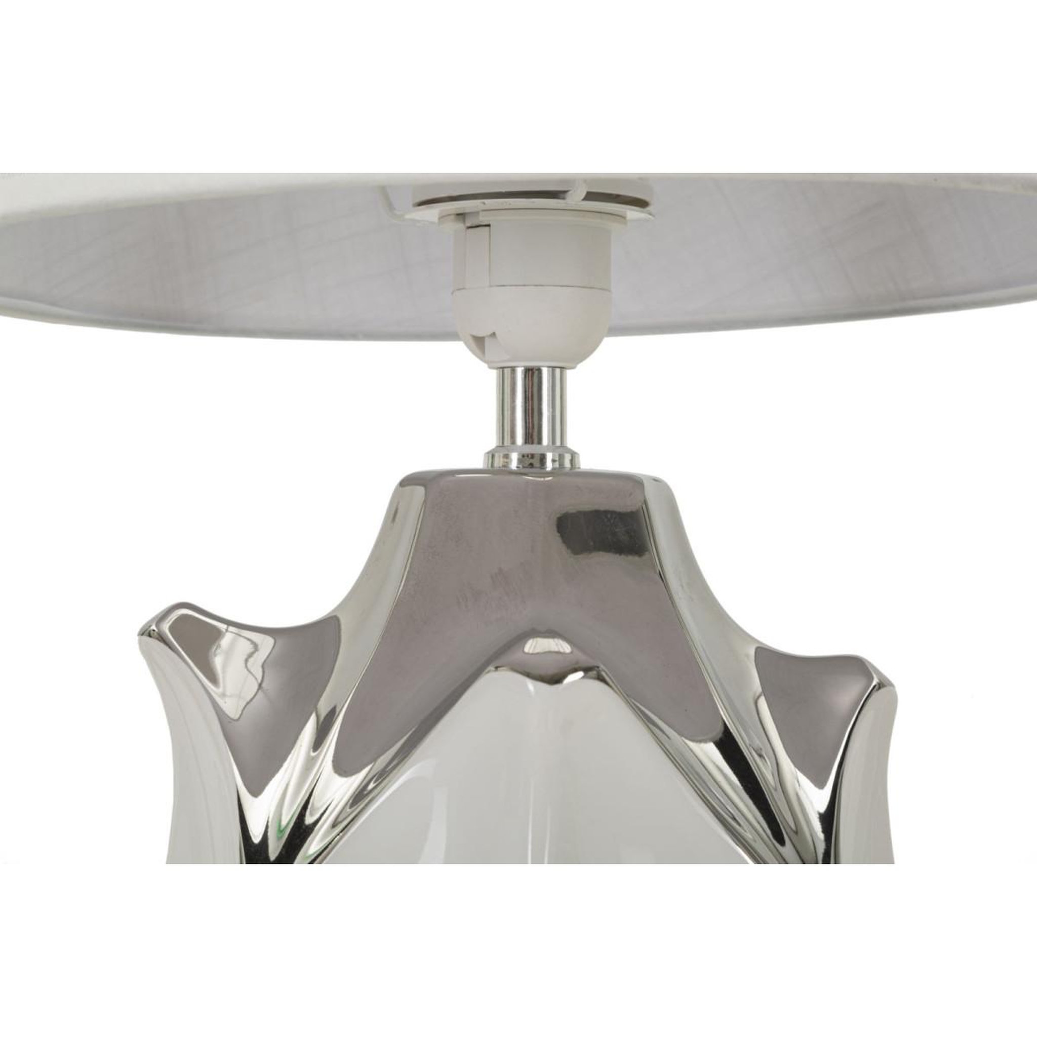 Voir la diapositive 2 : Paris Prix Lampe à poser en céramique  shiney  51cm blanc & argent