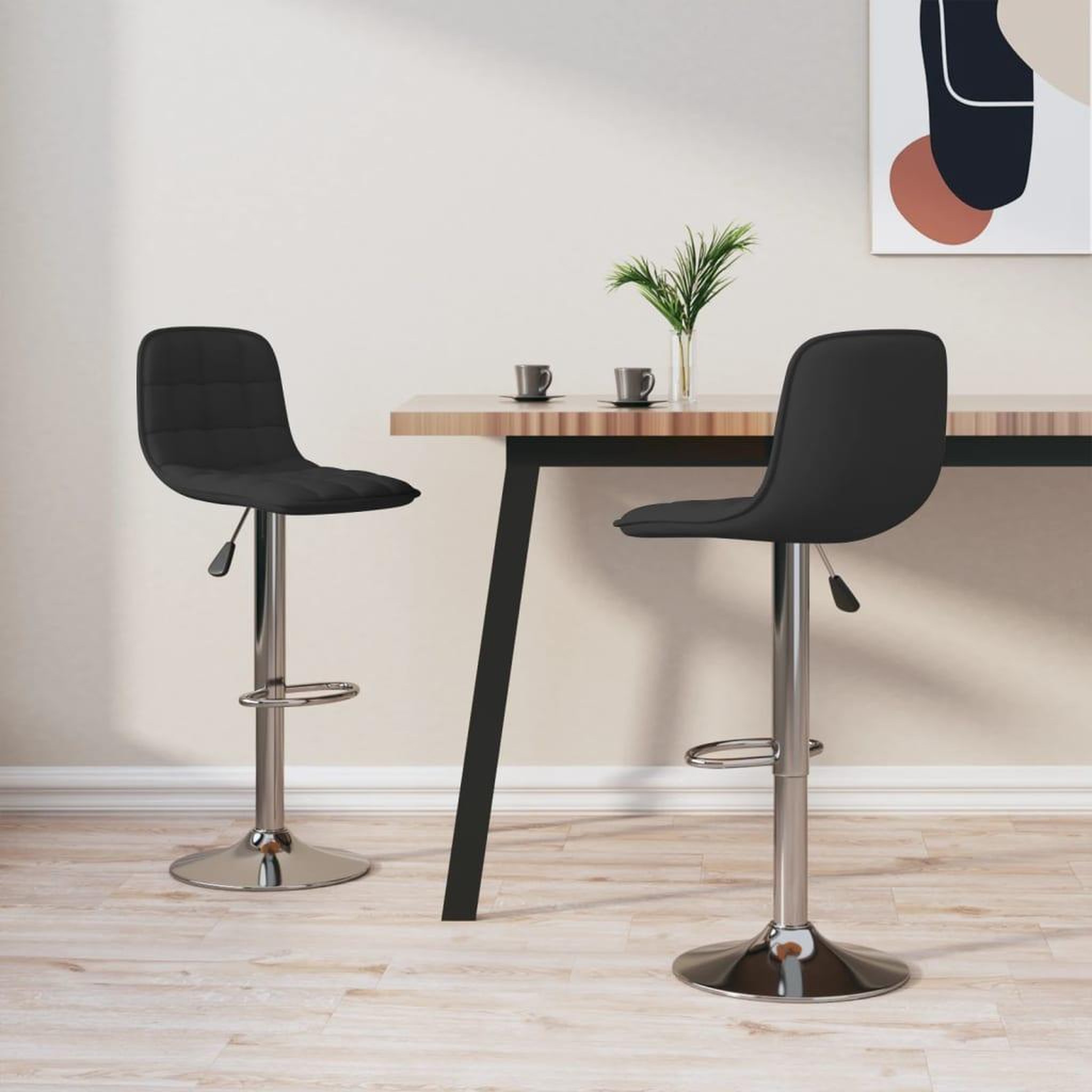 VIDAXL Tabourets de bar lot de 2 noir tissu