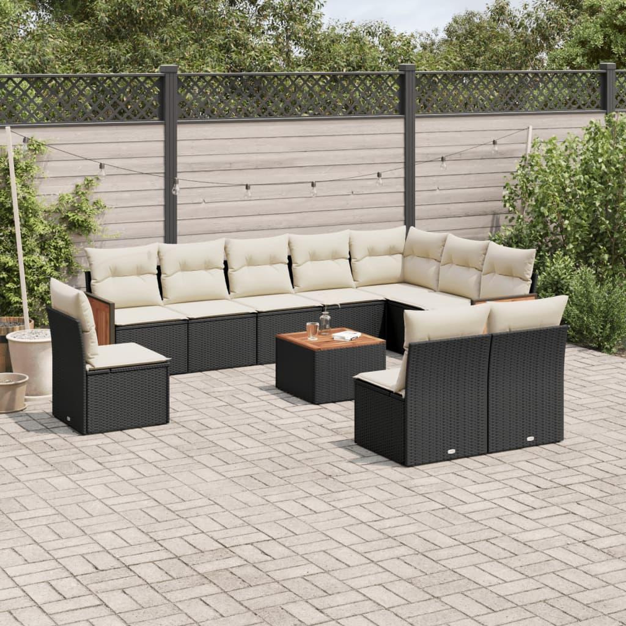 VIDAXL Salon de jardin 11 pcs avec coussins noir resine tressee