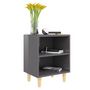 Voir la diapositive 3 : VIDAXL Table de chevet avec pieds en bois Gris brillant 40x30x50 cm
