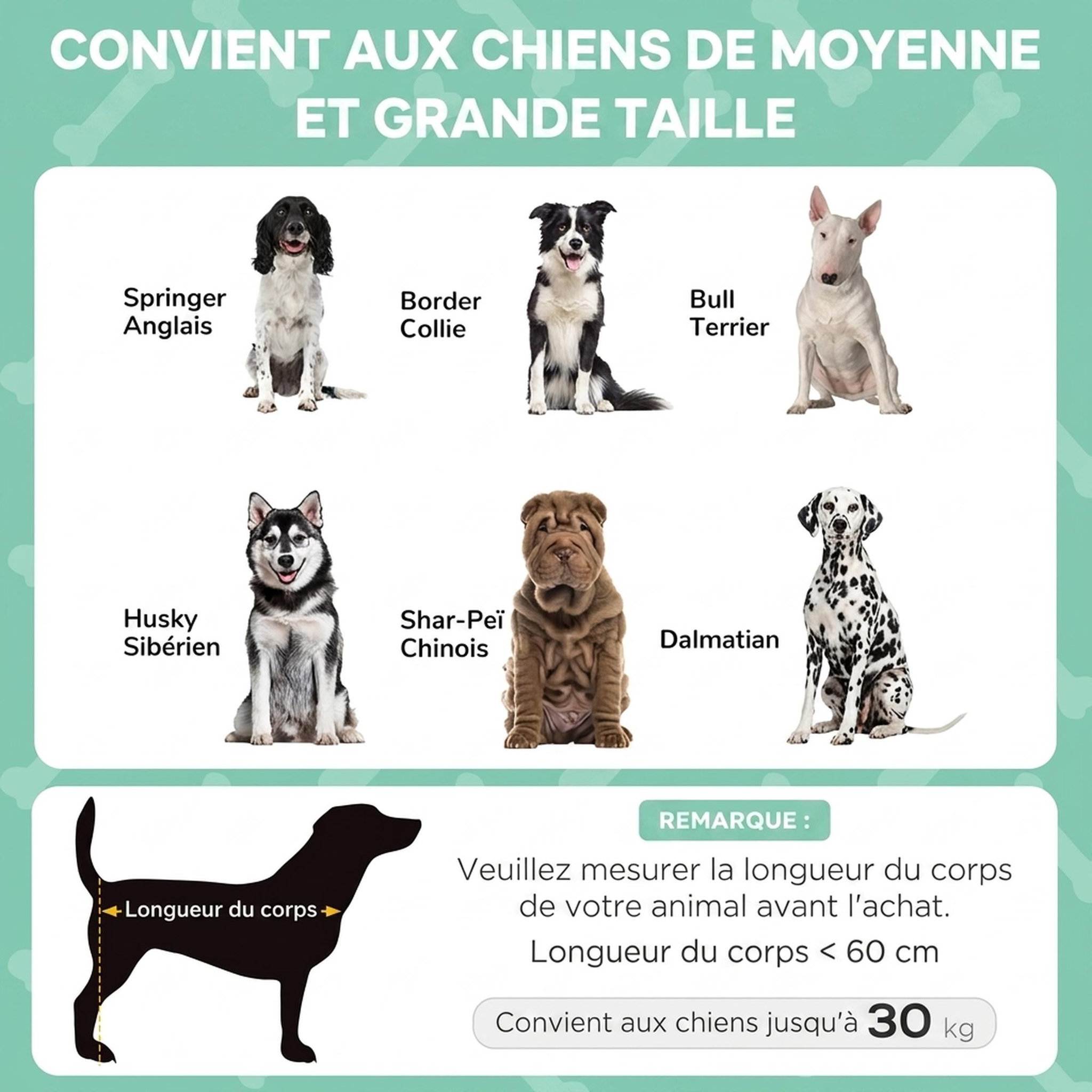 Voir la diapositive 6 : PAWHUT Lit chien surélevé - lit chien sur pieds - velum textilène micro-perforé sac transport gris