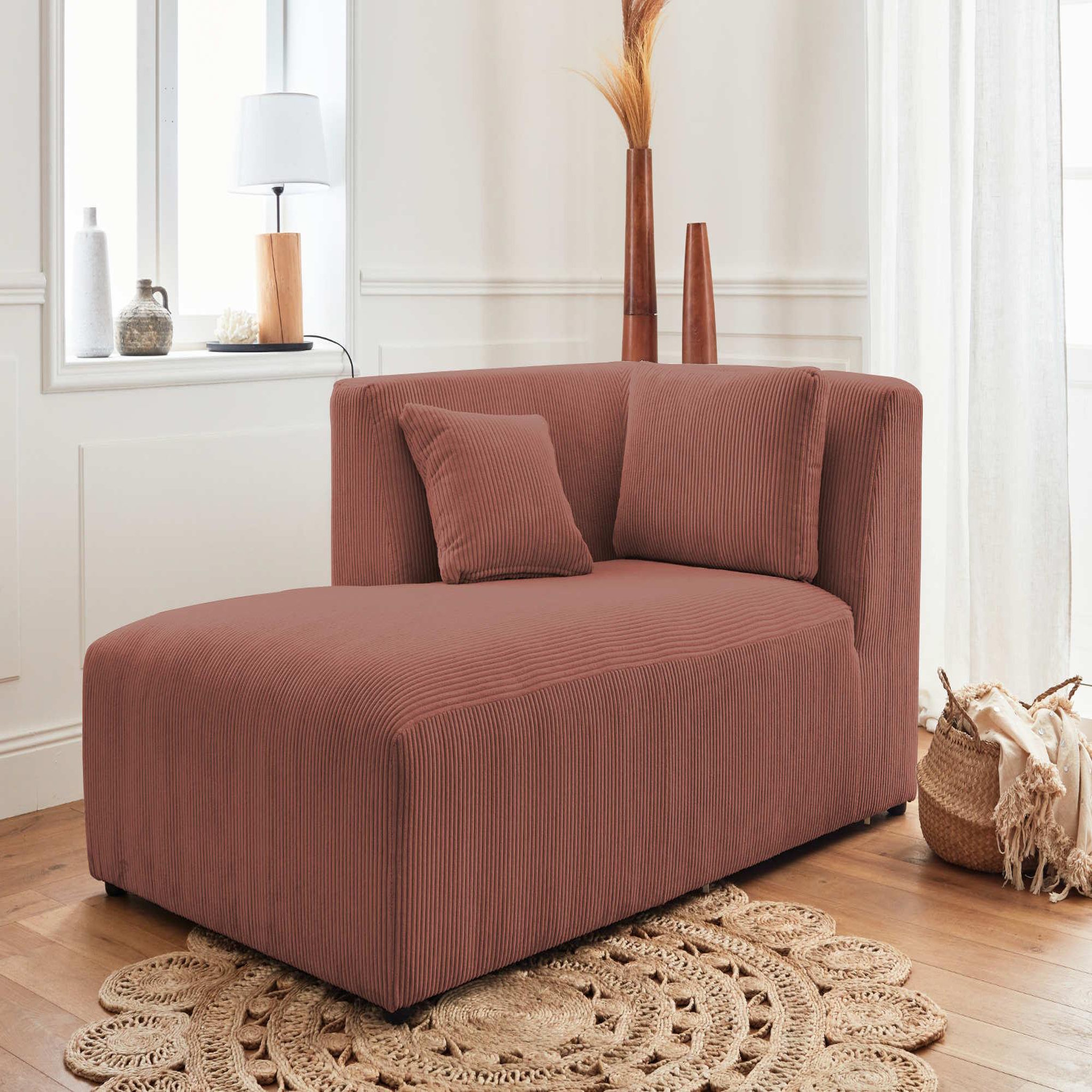 Voir la diapositive 5 : LISA DESIGN Victoire - canapé modulable d'angle gauche - 5 places - en velours côtelé