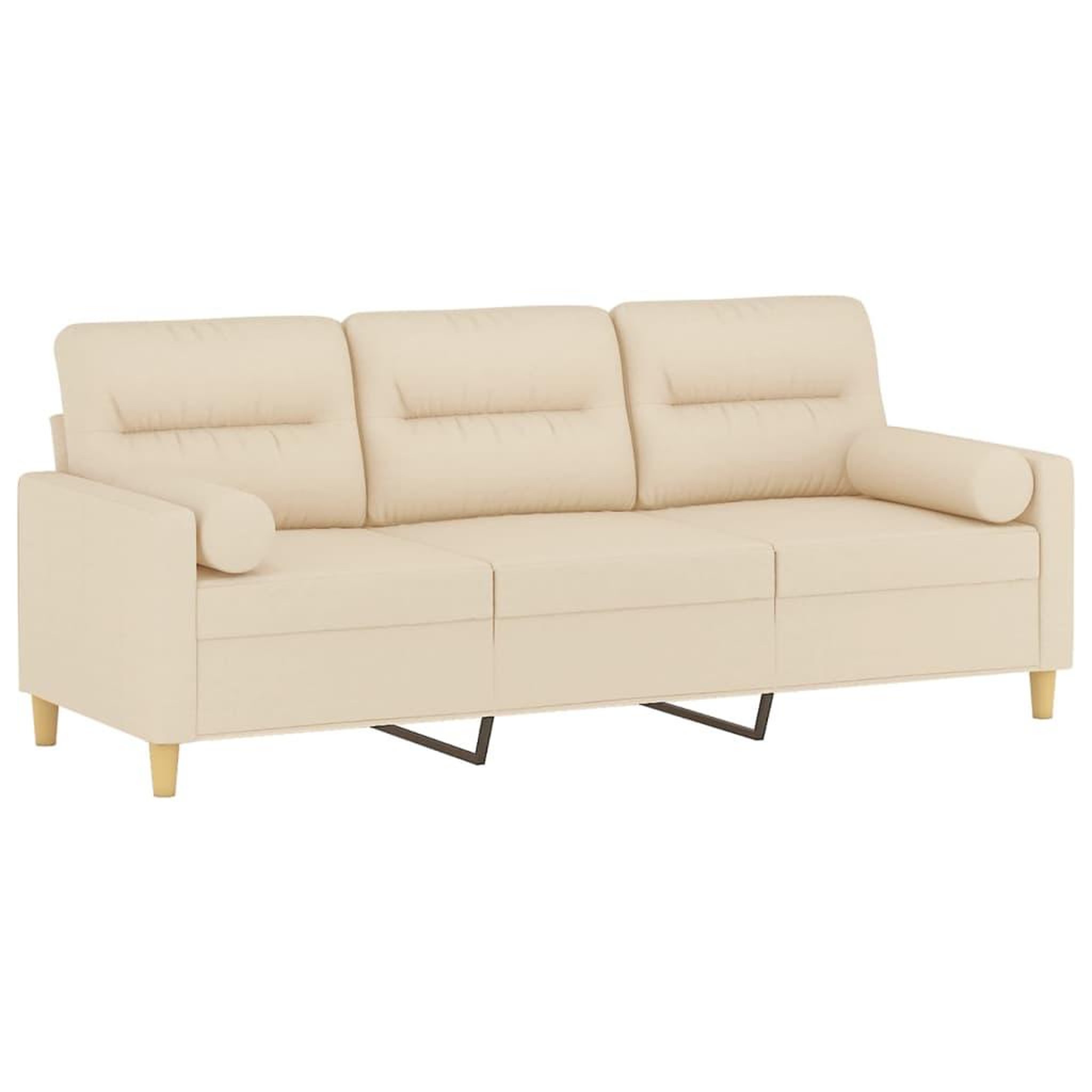 Voir la diapositive 3 : VIDAXL Canape 3 places avec oreillers decoratifs creme 180 cm tissu