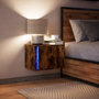 Voir la diapositive 5 : VIDAXL Table de chevet murale avec lumieres LED chene fume