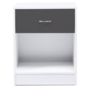 Voir la diapositive 3 : ID MARKET Lot de 2 tables de chevet OLGA 1 tiroir avec niche bois blanc et tiroir gris