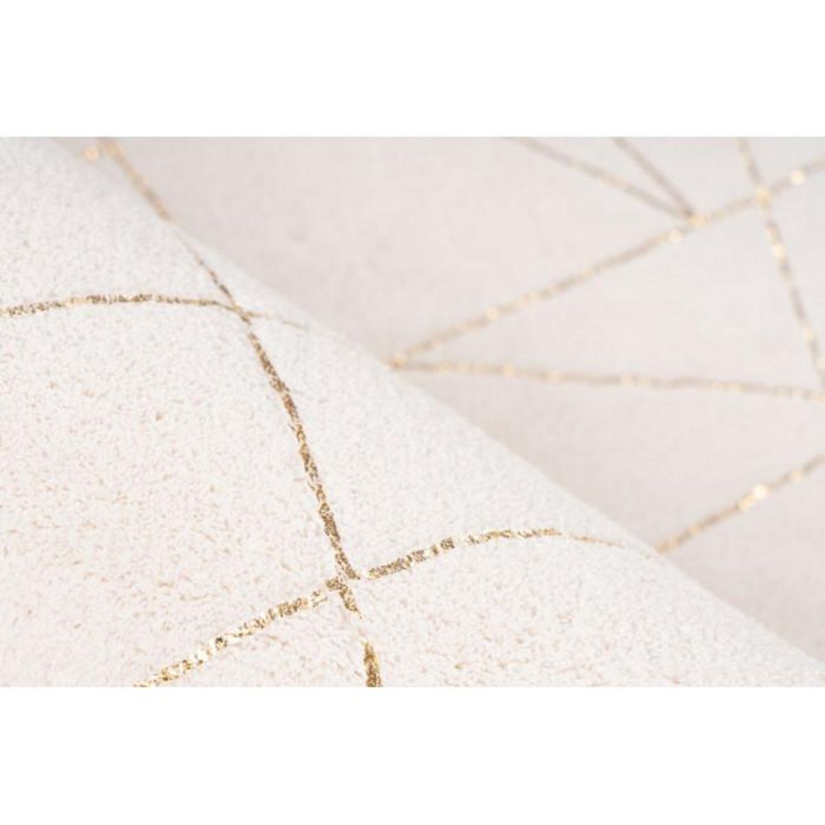 Paris Prix Tapis Géométrique à Poils Longs  Bijou  Blanc & Or