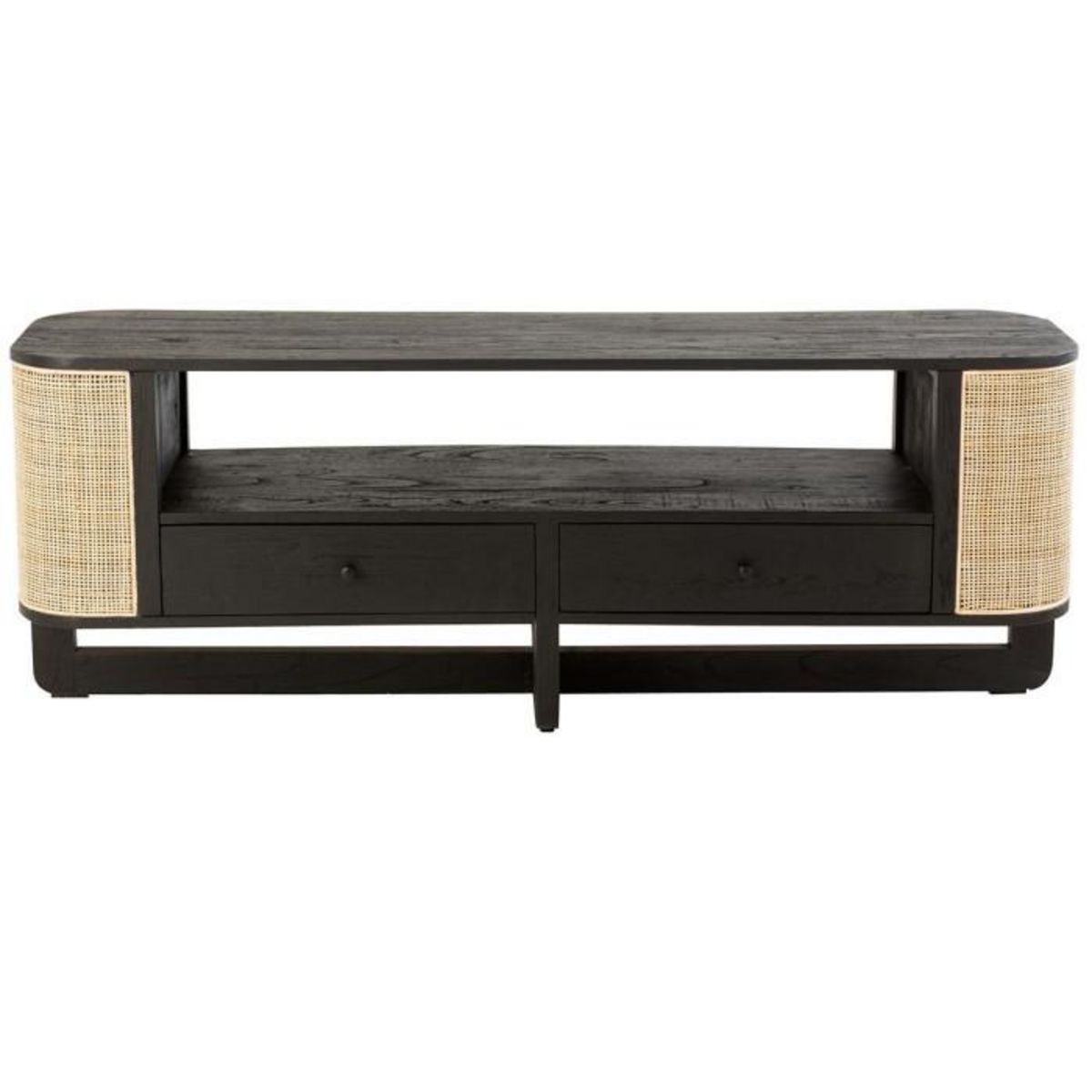 Paris Prix Meuble TV en Rotin  Molly  140cm Noir & Beige