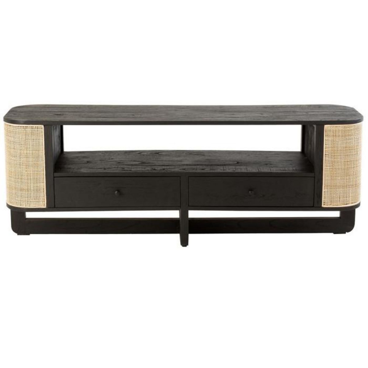 Paris Prix Meuble TV en Rotin  Molly  140cm Noir & Beige