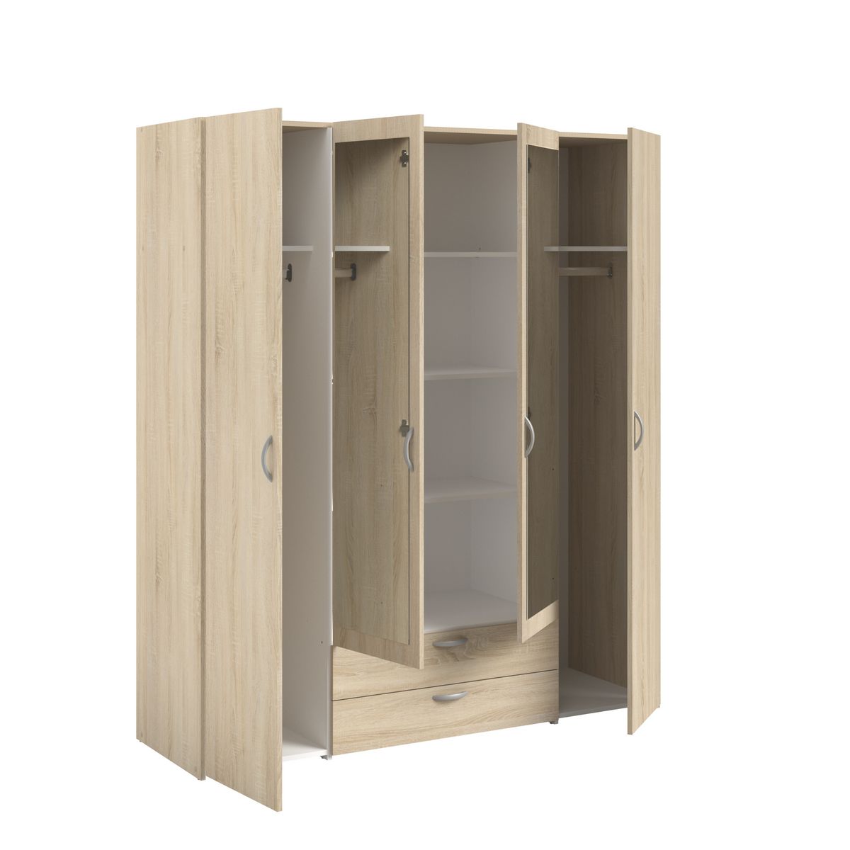 Armoire 4 portes 2 tiroirs 1 miroir L160cm DAISY