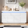 Voir la diapositive 4 : MERAX Buffet 4 porte(s) 2 tiroir(s) - 140 cm blanc led panneau de particules