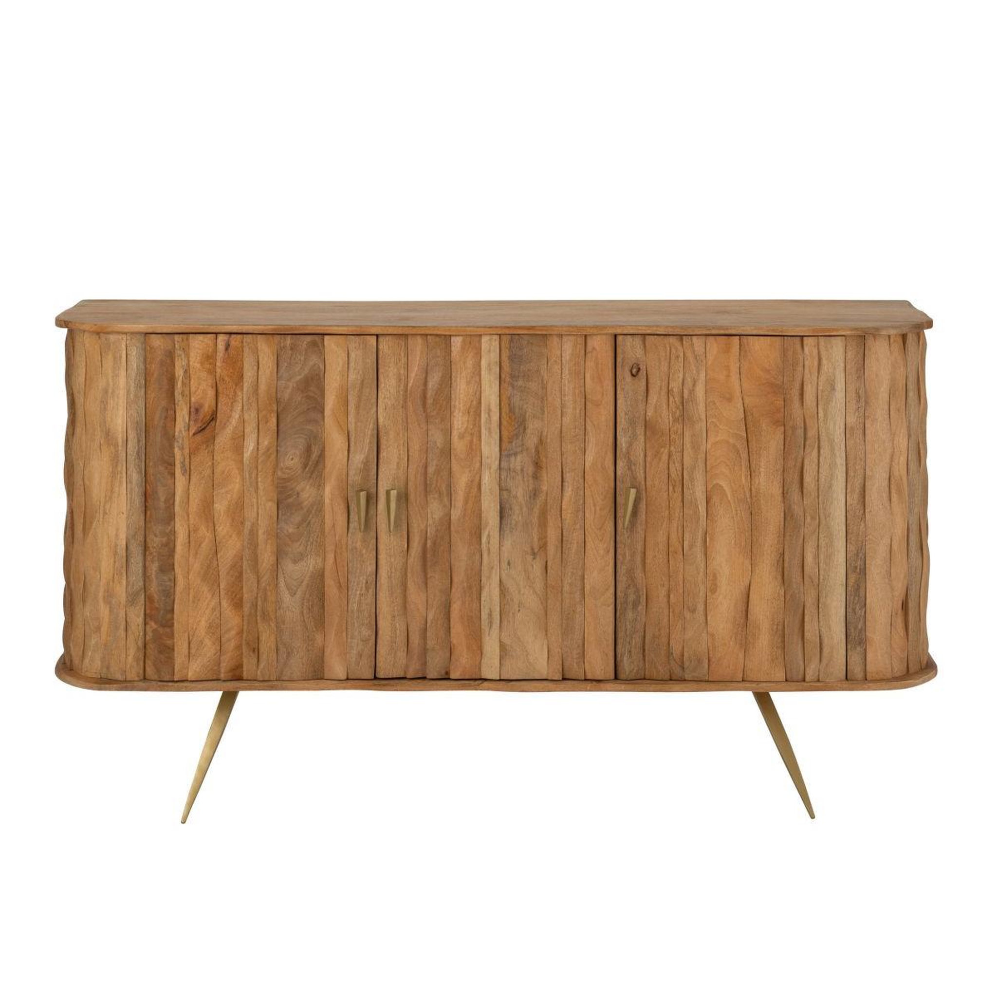 Voir la diapositive 2 : J-LINE Buffet 3 Portes en Bois  Curve  152cm Naturel