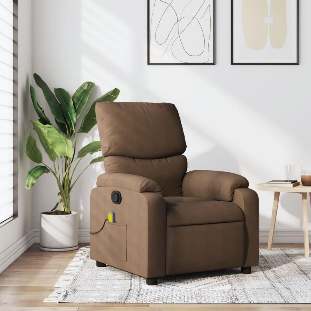VIDAXL Fauteuil de massage inclinable Marron Tissu