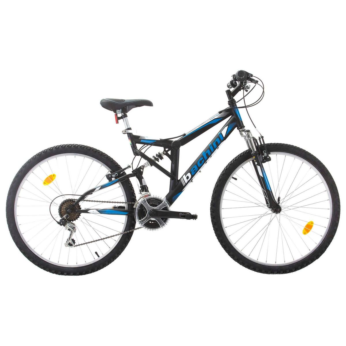 BACHINI Vélo 26'' - VTT 26'' - Modèle  BACHINI  Tout Suspendu - 18 Vitesses - Transmission Shimano ( Dérailleurs, roue libre & Poignées )  - Freins V-Brake Aluminium