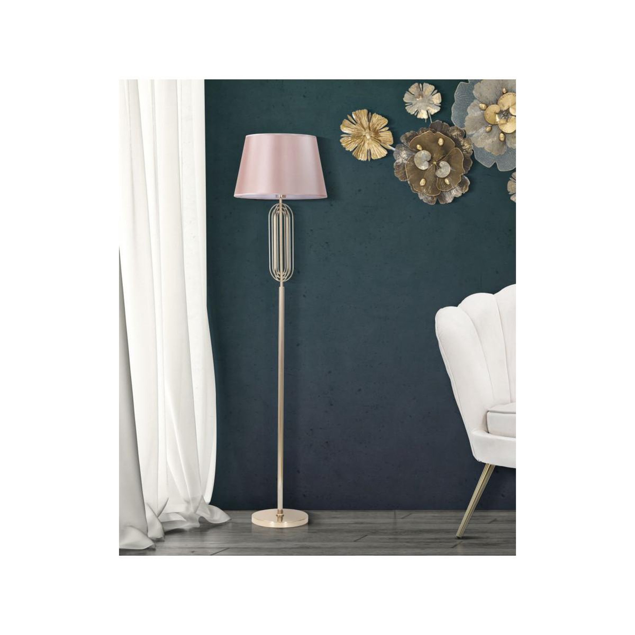 Voir la diapositive 5 : Paris Prix Lampadaire design en métal  krista  168cm rose & or