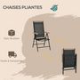 Voir la diapositive 5 : OUTSUNNY Ensemble table de jardin 6 personnes - chaises pliables inclinables accoudoirs - alu textilène noir plastique effet bois