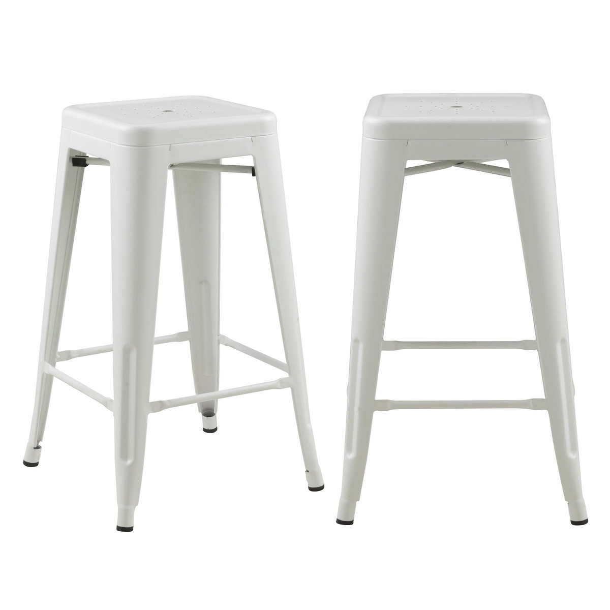 Rendez vous déco Lot de 2 tabourets pour îlot central 66 cm en métal blanc mat-Indus