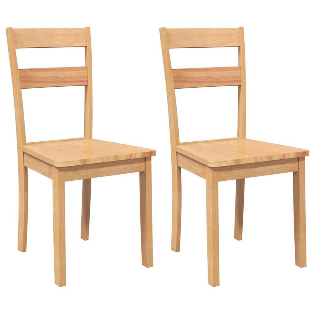 VIDAXL Chaises a manger 2 pcs bois massif naturel caoutchouc