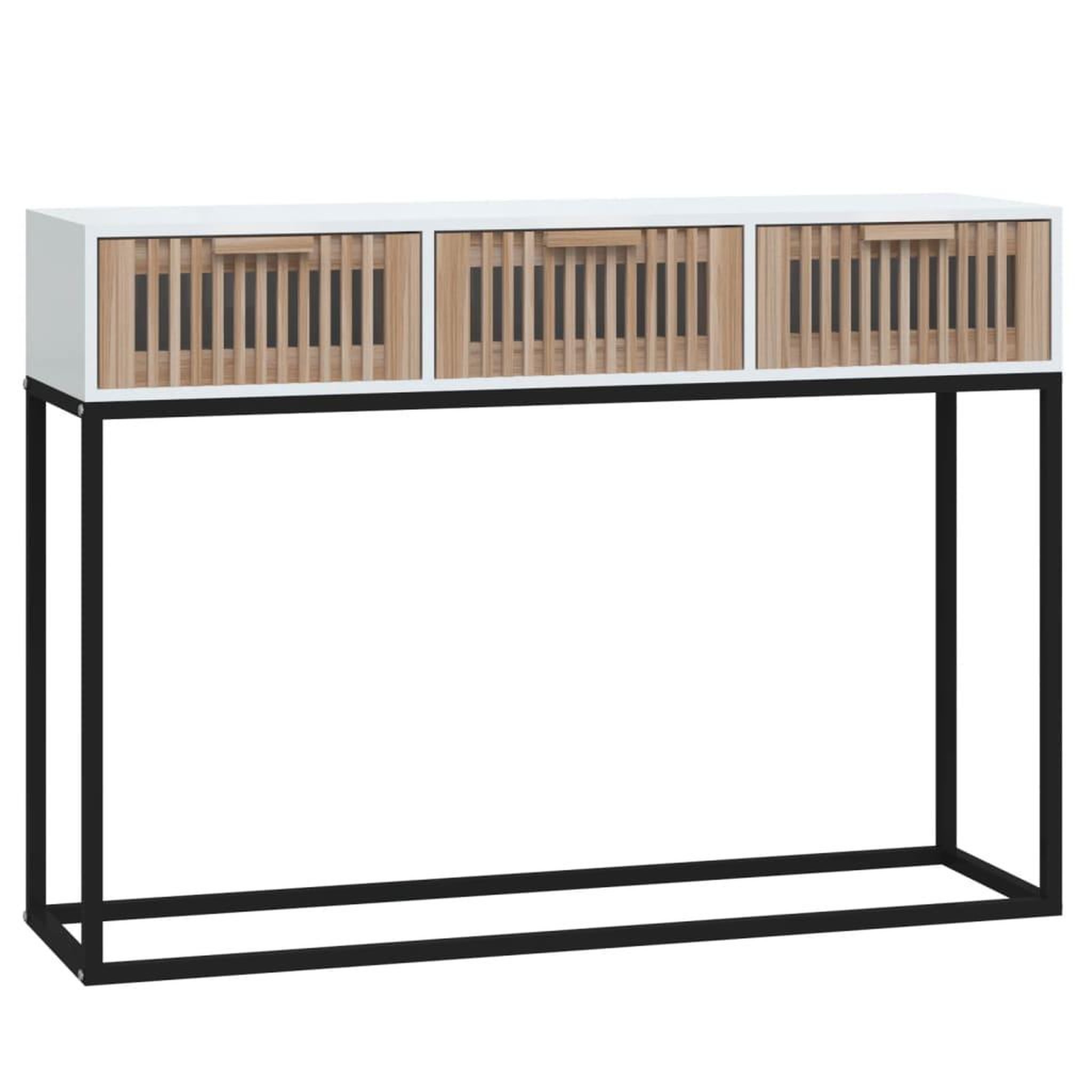 Voir la diapositive 2 : VIDAXL Table console blanc 105x30x75 cm bois d'ingenierie et fer