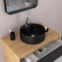 Aurlane Meuble de salle de bain Chêne naturel + Vasque noir mat + Miroir - UBY 80 - 80x45x53cm
