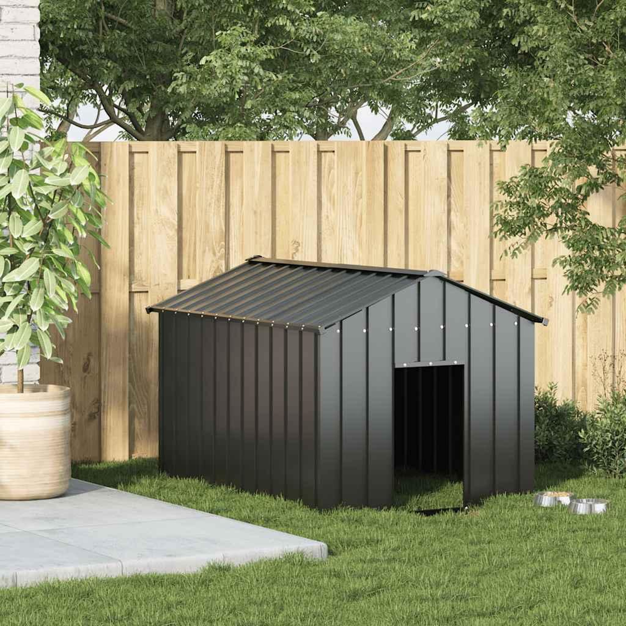 Voir la diapositive 2 : VIDAXL Niche pour chien avec toit noir 113x153x101 cm acier galvanise