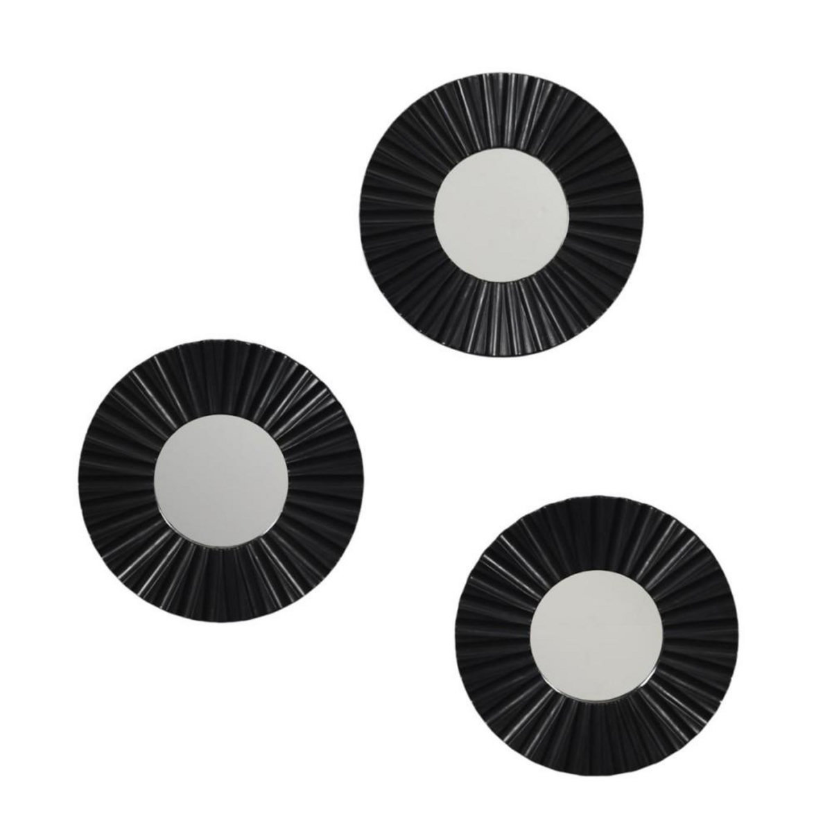The Home Deco Factory Lot de 3 miroirs diamètre 19cm coloris noir